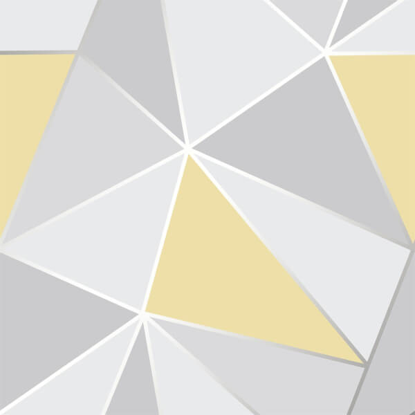 Fresco Apex Geometric Wallpaper Yellow & Metallic Silver Homebase
