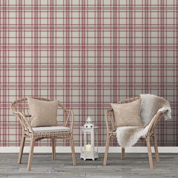 Superfresco Easy Country Tartan Red Wallpaper Homebase
