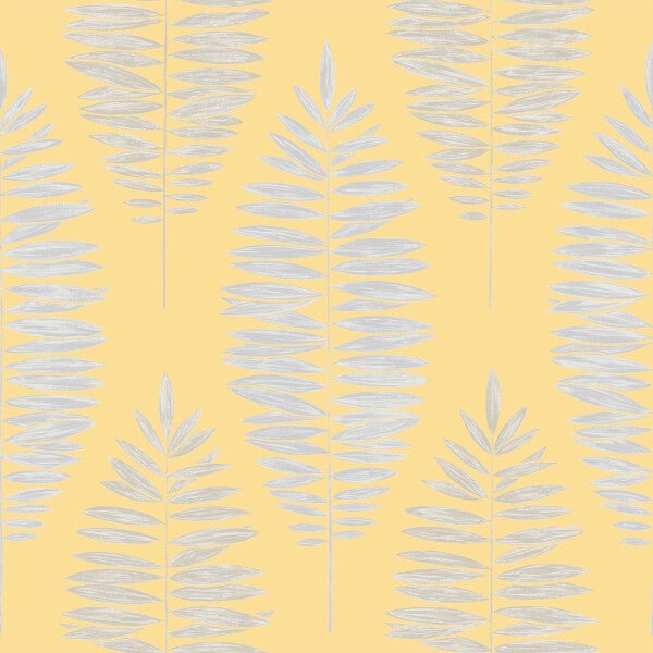Boutique Leaf Smooth Metallic Yellow Wallpaper Homebase