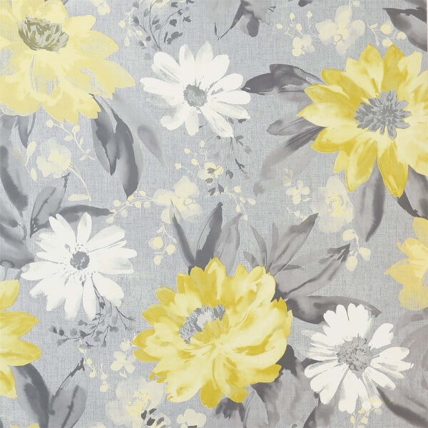 Arthouse Painted Dahlia Floral Ochre Wallpaper Homebase