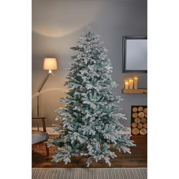 7ft 8 Frozen Meribel Spruce Christmas Tree with Scarf Homebase