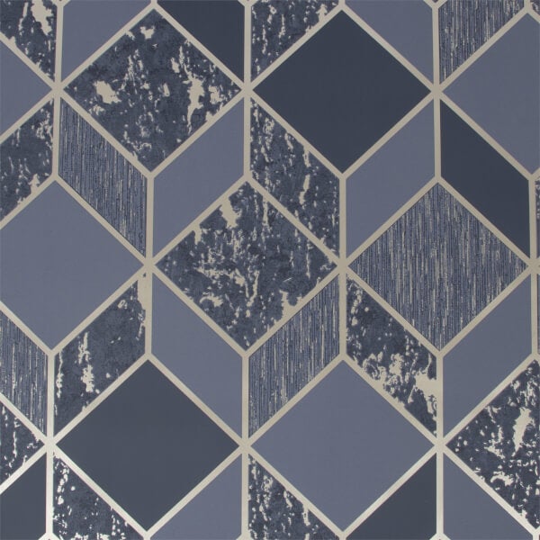 Superfresco Vittorio Geo Navy And Pale Gold Wallpaper Homebase