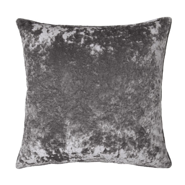 Large Crushed Velvet Cushion Grey 58x58cm Homebase