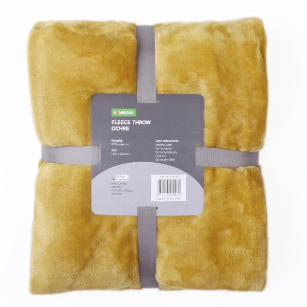 Fleece Throw Ochre 120x150cm Homebase