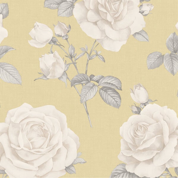 Belgravia Decor Rosa Smooth Yellow Wallpaper | Homebase