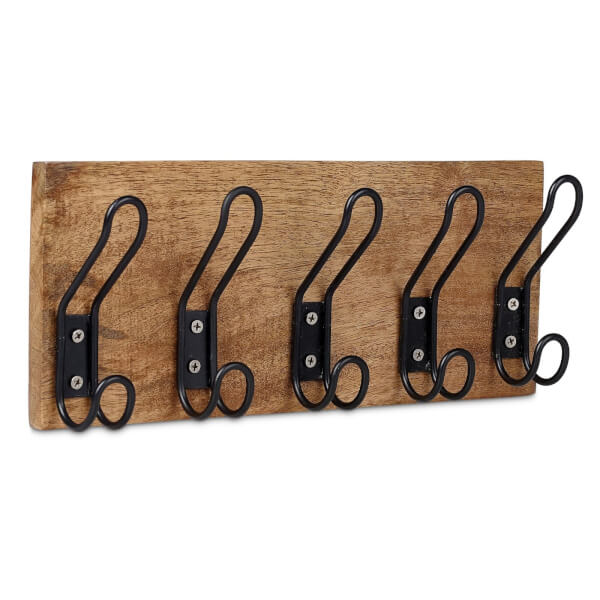 Wood and Metal Coat Hooks Homebase