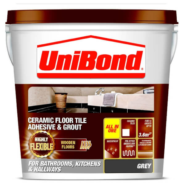 Unibond Wooden Floor Tile Adhesive & Grout Grey Homebase