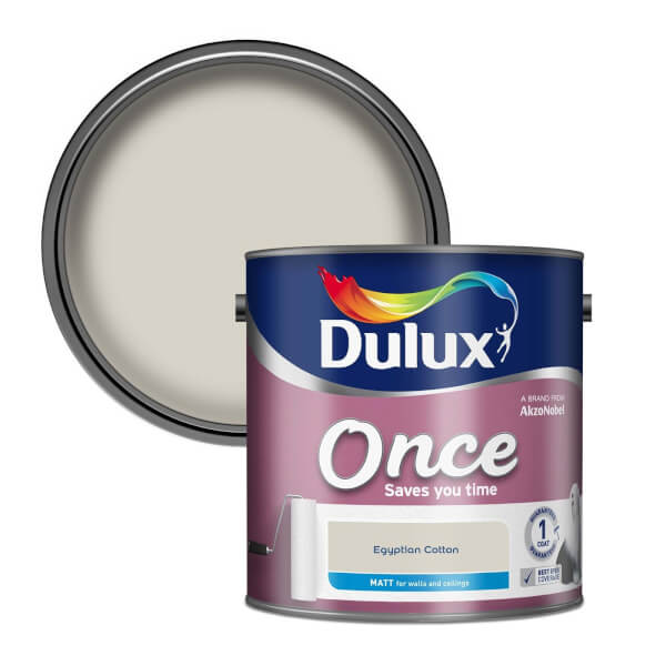 Dulux Once Egyptian Cotton Matt Emulsion Paint 2.5L Homebase