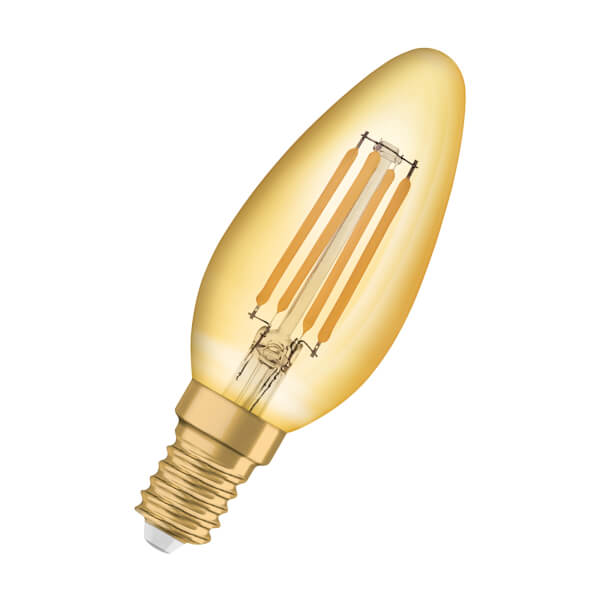 Osram 1906 LED Candle Vintage Gold 36W SES Light Bulb Homebase