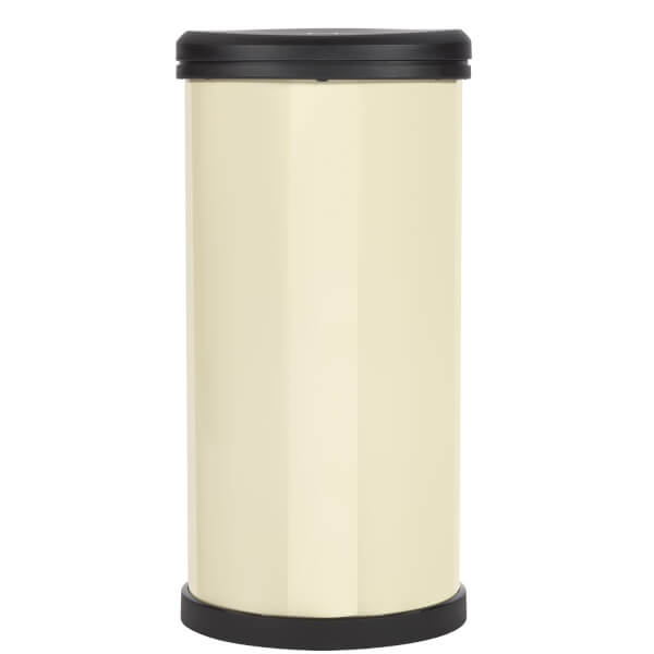 Curver 40L Metal Effect Plastic One Touch Deco Bin, Ivory Homebase