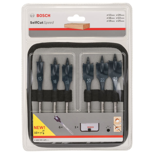 Bosch SelfCut Speed Drill Bit & Rollup Case 6 piece Homebase