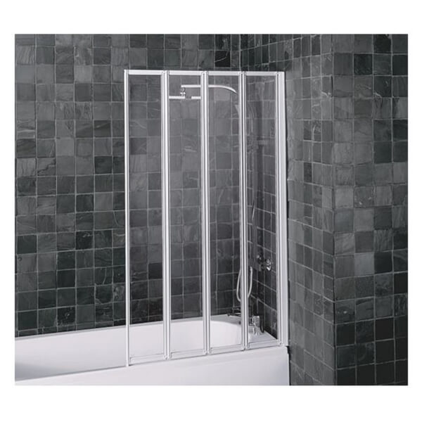 Aqualux Folding Four Panel Shower Screen White & Clear Homebase