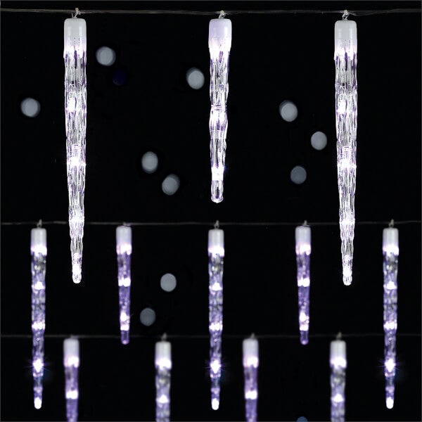 24 LED Chaser Icicles String Outdoor Christmas Lights White Homebase
