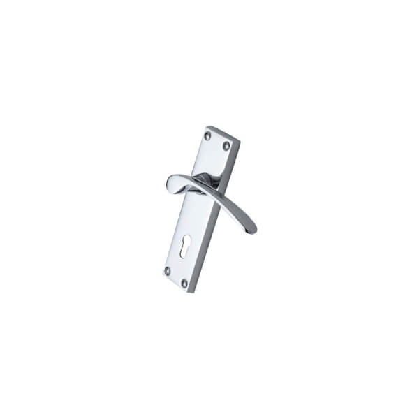 Sophia Lock Door Handle Polished Chrome 1 Pair Homebase