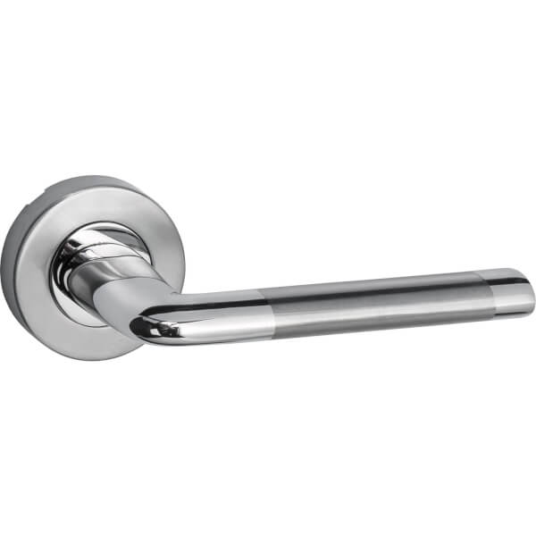 Alina Round Rose Door Handle Satin Chrome and Polished Chrome Homebase