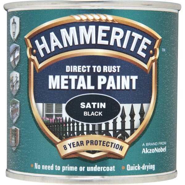 Hammerite Satin Radiator Paint Black 250ml Homebase