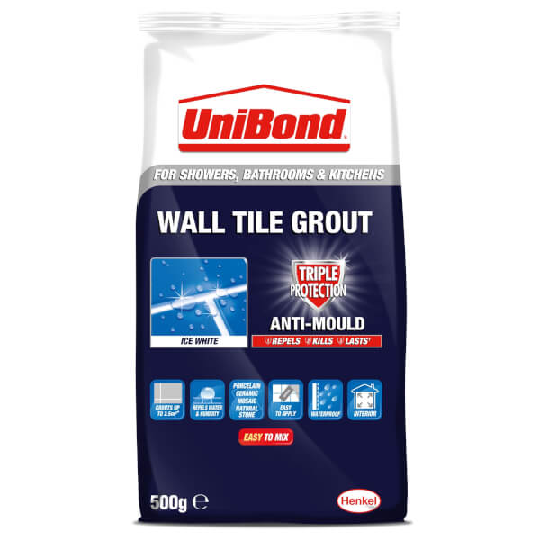UniBond Triple Protection AntiMould Wall Tile Grout Ice White Homebase