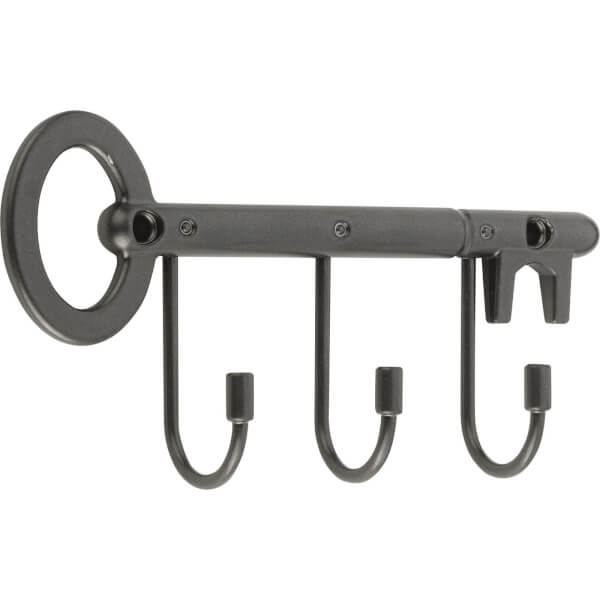Hiatt Key Shaped 3 Hook Gun Metal Homebase