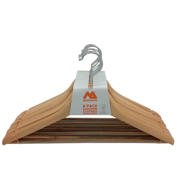 Wooden Clothes Hangers 8 pack Homebase