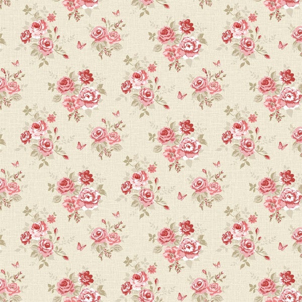 Grandeco Butterfly Rose Bloom Red Wallpaper Homebase