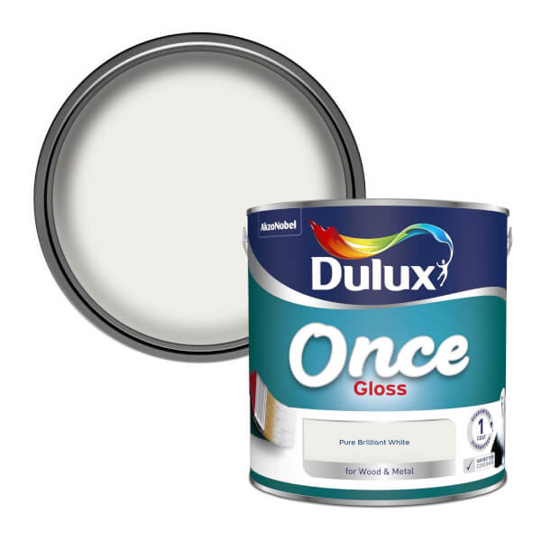 Dulux Once Gloss Paint Pure Brilliant White 2.5L Homebase