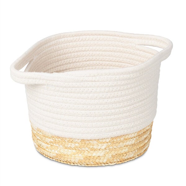 Small Rope Storage Basket White Top Homebase