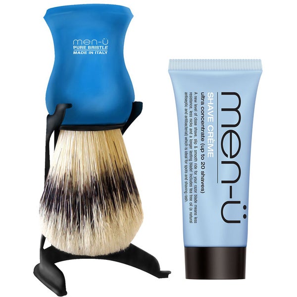 men-u Barbiere Shaving Brush and Stand - Blue