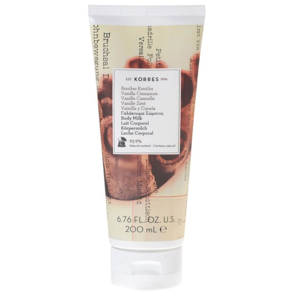 KORRES Vanilla Cinnamon Body Milk (200ml) LOOKFANTASTIC