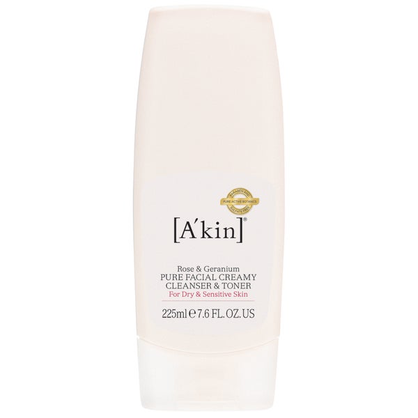 A'Kin Rose & Geranium Pure Creamy Cleanser & Toner In One -puhdistusaine-kasvovesi (225ml)