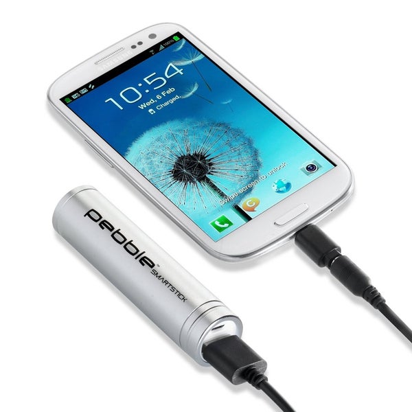 Veho Pebble Smartstick Emergency Portable Battery Back Up Power - Silver (2200mAh)