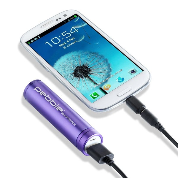 Veho Pebble Smartstick Emergency Portable Battery Back Up Power - Purple (2200mAh)