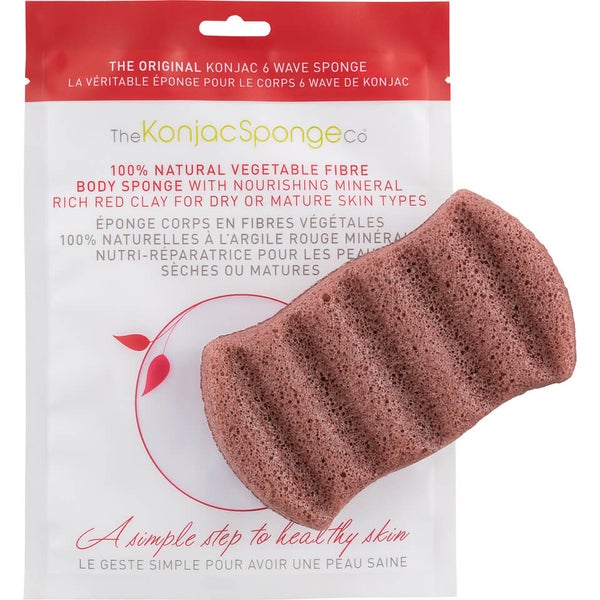The Konjac Sponge Company spugna bagno a 6 scanalature con argilla rossa