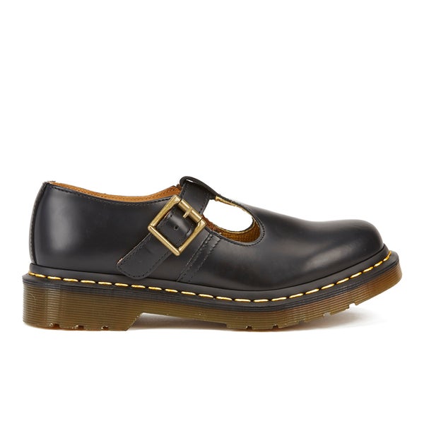 Dr. Martens Women's Core Polley Smooth Leather T-Bar Flat Shoes - Black