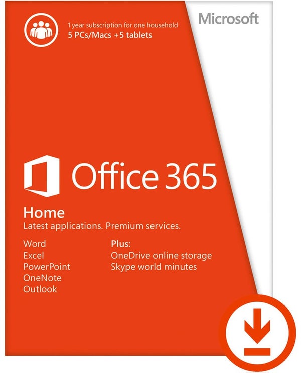 Microsoft Office 365, Home Premium, Lizenz, 5 PCs/ Macs, 1 Jahresabonnement (PC/Mac)