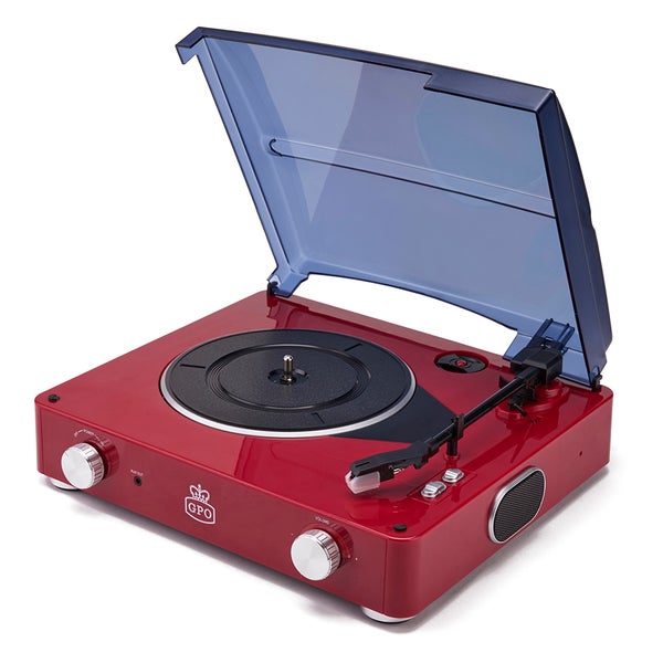 GPO Stylo Plattenspieler (3 Geschwindigkeiten) mit integrierten Lautsprecher - Rot