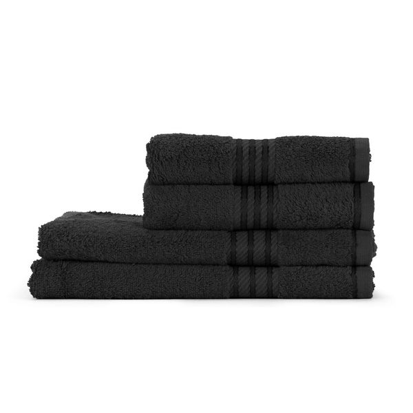 Restmor 100% Ägyptische Baumwolle 4 Stück Premium Handtuchset - Schwarz