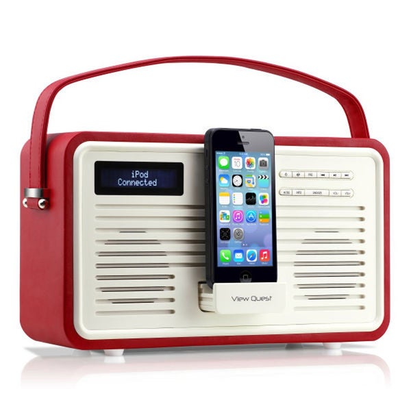 View Quest Colourgen Retro Radio and Dock - Red (8 Pin/Lightning) Grade A Refurb