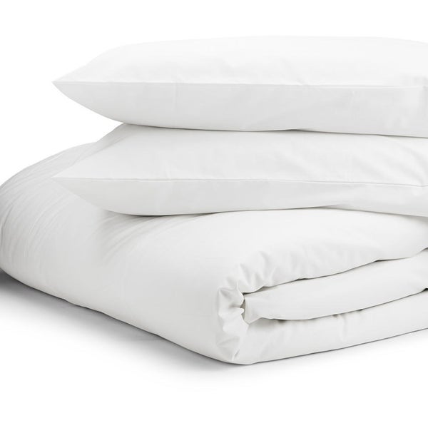 Highams 100% Egyptian Cotton Plain Dyed Duvet Cover and Pillowcases - White