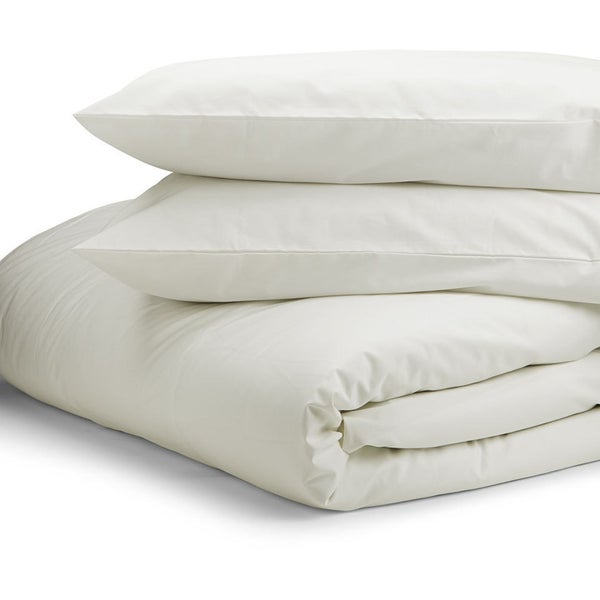 Highams 100% Egyptian Cotton Plain Dyed Duvet Cover and Pillowcases - Cream