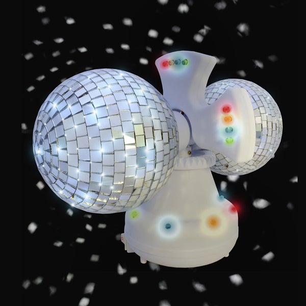 Twin Rotating LED Disco Ball - White