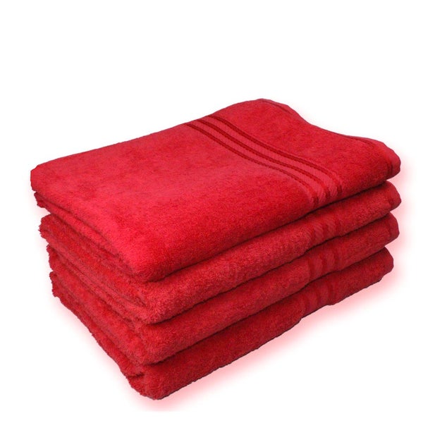 Restmor 100% Egyptian Cotton 4 Pack Bath Sheets - (500gsm) Red