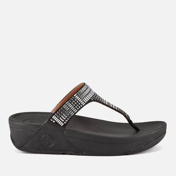 FitFlop Women's Aztek Chada Suede Toe Post Sandals - Black/Silver Stones |  TheHut.com