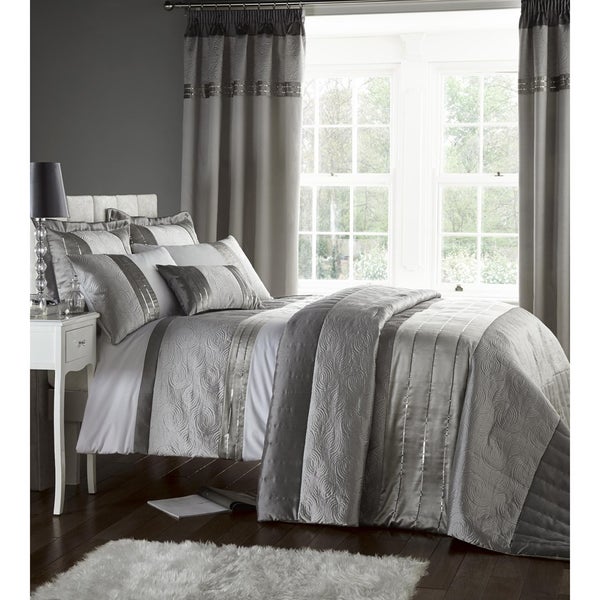 Catherine Lansfield Gatsby Duvet Cover - Silver
