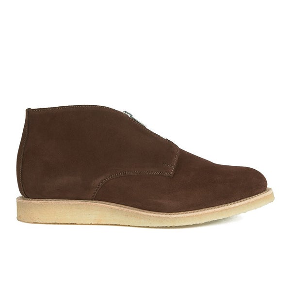 YMC Men's Crepe Sole Zip Front Suede Chukka Boots Brown Free UK
