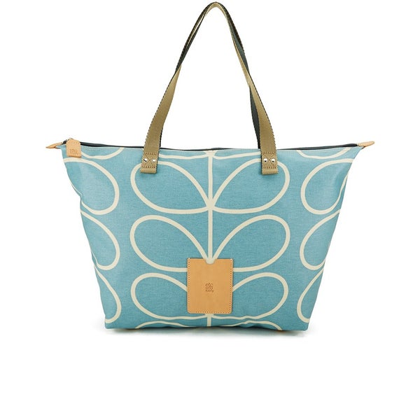 Etc by Orla Kiely Women's Giant Linear Stem Zip Shopper Bag - Sky Blue