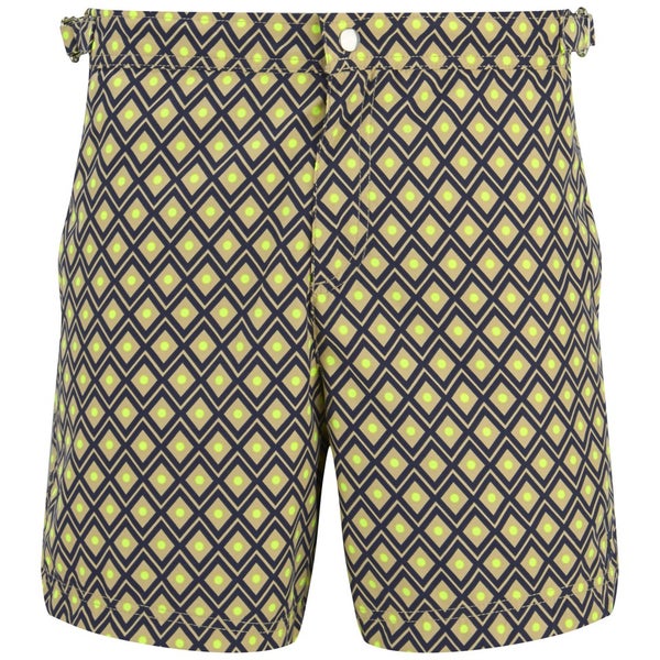 French Connection Men's Desmond Diamond Swim Shorts - Fluorescent Yellow