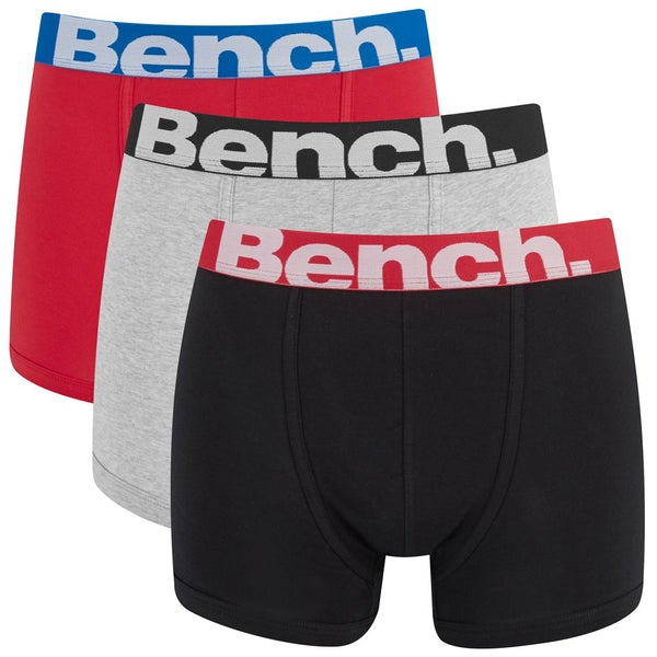 Bench Men's 3-Pack Large Logo Band Boxers - Red/Black/Grey