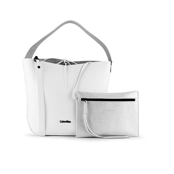 Calvin Klein Women's Stef Small Hobo Bag - White/Silver
