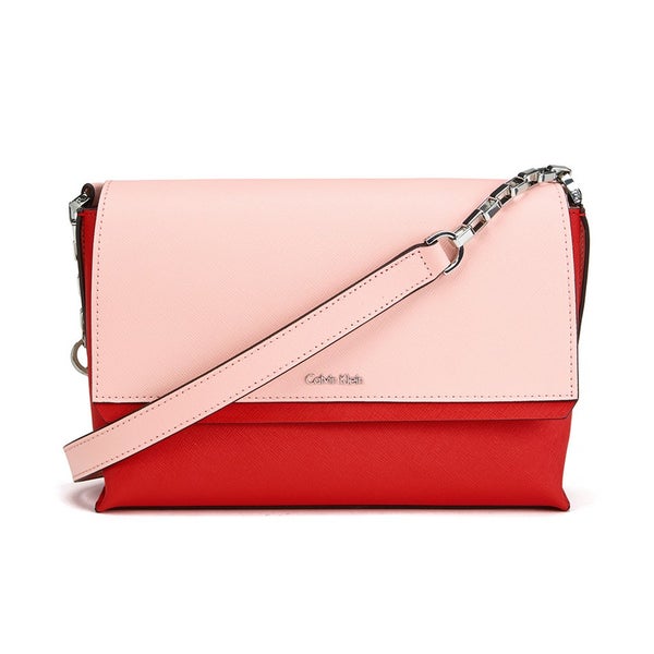 Calvin Klein Women's Sofie Small Crossbody Bag with Chain Strap - Bold Red/Pale Blush