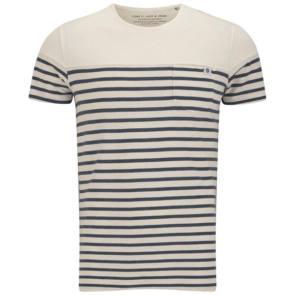 Jack & Jones Men's Striped Iron T-Shirt - Lily White